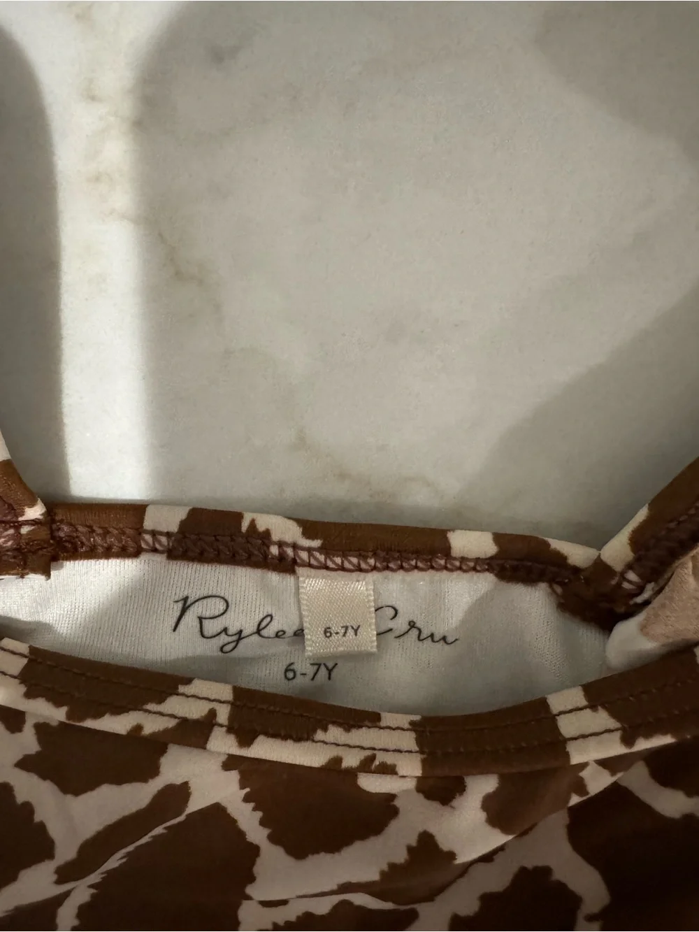 Rylee + Cru Brown & Cream Animal Print Ruffle Swim Set
